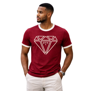 Camiseta Kappa Alpha Psi Diamond Phi Nu Pi, Ringer Tee Krimson, Ropa de Fraternidad Griega con Diseño Clásico, Comodidad Premium y Ajuste Elegante - Product Image 1