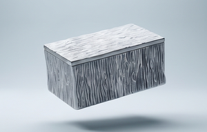 Boîte de rangement rectangulaire de luxe en métal argenté pour fruits secs, motif grain de bois texturé écorce d'arbre - Product Image 2