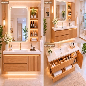 Meuble de salle de bain de luxe OEM avec miroir LED et design personnalisé pour les projets hôteliers et de développement <span class=keywords><strong>immobilier</strong></span> - Product Image 3