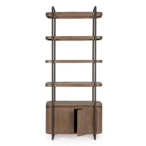 Étagère à livres autoportante en bois décorative contemporaine moderne Chandni à 6 niveaux, 2 portes, design sans dossier, pour salon et maison - Product Image 4