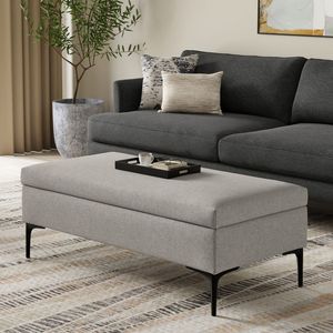 Tavolino da Caffè Rebecca con Coperchio Sollevabile, Pouf Contenitore, Sgabello Elegante e Accessorio Ottomano - Product Image 1