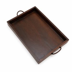 Bandeja de Servir Rústica de Madera con Asas de Hierro |   Bandeja Rectangular Ligera Hecha a Mano para Desayuno y Decoración, Ideal para Bodas y Cumpleaños - Product Image 3