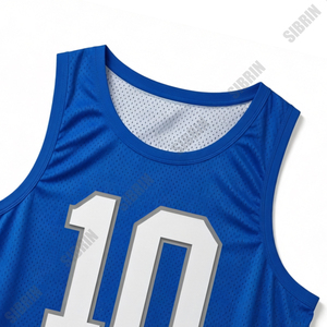 Maillot de basket personnalisé SIBRIN, sans manches, débardeur, uniforme d'équipe sportive, bleu royal uni, 100% polyester respirant - Product Image 2