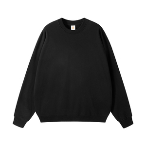 Sweat-shirt en tricot à col rond surdimensionné pour homme, noir uni, décontracté, à porter en automne - Product Image 1