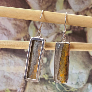 Elegante moda 925 pendientes colgantes de plata esterlina hecho a mano rectángulo Bumble Bee diseño amarillo jaspe diamante perla compromiso - Product Image 4