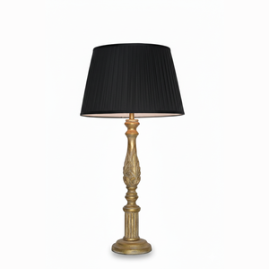Lampe de table de luxe inspirée 2026 avec base en métal sculpté traditionnel et abat-jour noir élégant pour table de chevet et salon - Product Image 3