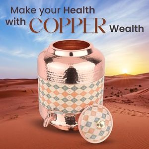 Distributeur d'eau en cuivre avec motif diamant et robinet pour usage domestique - Product Image 4