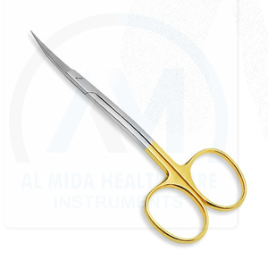 Tijeras Quirúrgicas AL MIDA de Acero Inoxidable con Mango Dorado, Instrumento Manual para Cirugía Ocular, Certificación CE Clase I AMHC-R-424, 5 Años de Garantía - Product Image 1
