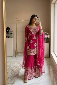 Traje Sharara Pakistaní Moderno Premium Bordado para Mujer, Conjunto de Kurta de Diseñador para Fiestas y Bodas, con Dupatta, para Invierno y Verano - Product Image 3