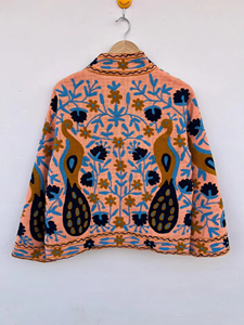 Suzani TNT Cotton <b>Quilted</b> Windproof Regular <b>Jacket</b> | Embroidered Floral Winter/Spring/Autumn Travel Festival Style Outerwear | - Product Image 2