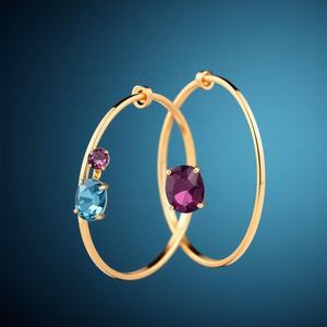 Fábrica de moda al por mayor 18kGold Plated Custom Zircon Desgisner Mujeres Joyería Pendiente de aro - Product Image 3