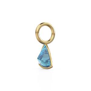 Swiss Blue Topaz 5mm 14k Yellow <b>Solid</b> <b>Gold</b> Charm <b>Pendant</b> Bezel Jewelry Finding / November Birthstone / Trillion Cut Blue - Product Image 4