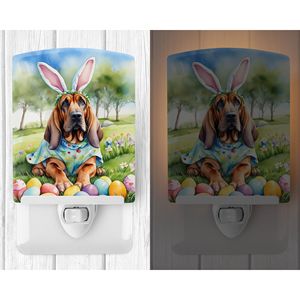 Veilleuse compacte en céramique certifiée UL New Bloodhound Easter Egg Hunt 6x4x3 Multicolore pour chambre à coucher salle de bain couloir cuisine - Product Image 2