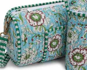 VEER HANDIRCRAFTS Handmade Cotton Yoga Mat Bag Floral <b>Print</b> Zipper Pouch Below 21L Lightweight Shoulder Carrier for Gym Studio - Product Image 4