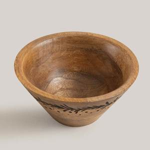 Tazón Decorativo Hecho a Mano de Madera de Mango de 20 cm, Tazón de Madera Natural para Ensaladas, Tazón para Frutas, Vajilla de Cocina, Tazón para Mesa de Comedor - Product Image 1