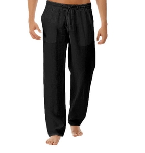 Light Blue <b>Men's</b> Cotton Casual <b>Pants</b> Drawstring Elastic Waist Straight Leg Summer <b>Yoga</b> Wear - Product Image 6