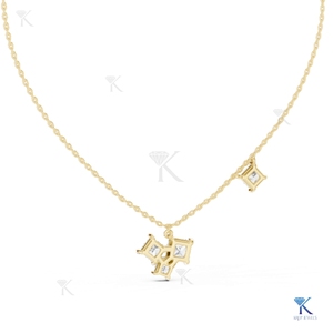 Conjunto de Joyas de Diamantes Cultivados en Laboratorio, Colgante de Racimo Princesa en Forma de Cometa, Oro Sólido de 14K y 18K, Joyería Fina Asimétrica para Mujer, Venta al por Mayor de Fábrica - Product Image 5