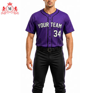 เสื้อเบสบอลสีม่วงสำหรับผู้ชายพร้อมกางเกงสีดำชุดยูนิฟอร์มพิมพ์ลายดิจิตอลวัสดุโพลีเอสเตอร์ระบายอากาศได้สำหรับผู้ใหญ่ - Product Image 5