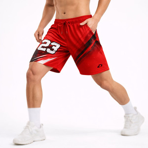 Shorts d'entraînement en mesh respirant pour hommes, taille élastique avec cordon de serrage, 100% polyester, écologiques, séchage rapide, légers - Product Image 4