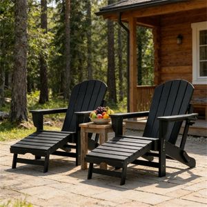 Juego de 2 Sillas Plegables Negras para Playa, Sillas de Exterior con Cojines Cómodos para Patio o Vacaciones - Product Image 1