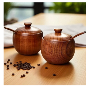 Best Selling Sale Wood Sugar Pot Handmade Eco-Friendly Handcrafted Wholesales Wood <b>Spice</b> <b>Jar</b> Sugar Bowl - Product Image 1