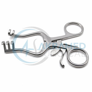Retracteur Weitlaner certifié CE, 10 cm, 2x3 pointes acérées, en acier inoxydable, instrument chirurgical réutilisable pour la fixation des plaies - Product Image 1