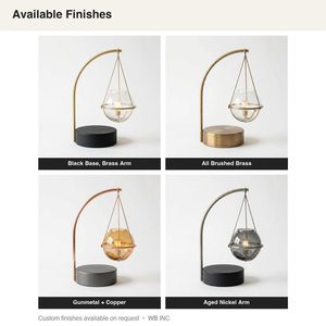 Handmade 42 cm Black <b>Brass</b> Glass Candle <b>Lantern</b> Vintage Off-Axis Silhouette Cantilever Orb Design for Home Decor - Product Image 5