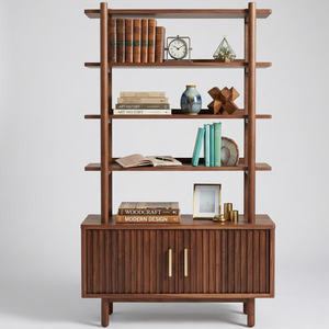 Librería Moderna de Madera Maciza con 4 Estantes, Independiente, Ahorra Espacio, Ecológica, Multifuncional, para Apartamento, Hogar u Oficina - Product Image 6