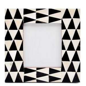 <b>Black</b> White Geometric Triangle Bone Inlay Picture <b>Frame</b> Tabletop Resin <b>Photo</b> <b>Frame</b> Wholesale Custom Desk Framing - Product Image 1