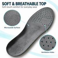 Semelles orthopédiques en TPU EVA PORON en tissu suédé pour femmes, absorbant les chocs, avec soutien de la voûte plantaire, pour la marche, la course et le travail (vente en gros)