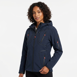 Chaqueta Varsity Reversible Impermeable de Mezclilla para Hombre, con Logotipo Frontal, Azul Oscuro, Poliéster, Cierre de Cremallera, para Otoño y Actividades al Aire Libre - Product Image 5