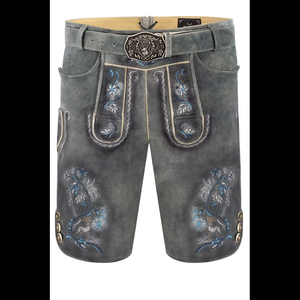 Pantalones Cortos Tradicionales Bávaros para Hombre, Lederhosen Negros Bordados, Cintura Media, Transpirables, Ecológicos, para Oktoberfest - Product Image 3