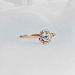 Floral 1.00CT Round Cut Diamond Cluster Wedding <b>Ring</b> 14K Yellow Gold Classic Design for Women's Party Gift For Lovers - Product Image 3