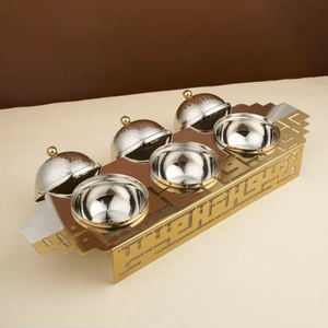 Arabic Laser Design Date <b>Bowl</b> In Middle East Style Three Khajoor Pots <b>With</b> Stand & <b>Lid</b> safe For Home Server Chocolate Date <b>Bowls</b> - Product Image 5