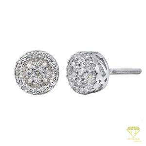 Boucles d'oreilles glamour en diamants de laboratoire ronds, argent sterling 925, bijoux de luxe haut de gamme pour femmes - Product Image 5
