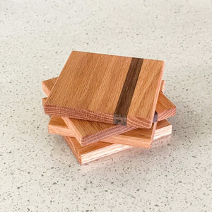 Juego de Posavasos Cuadrados de Madera Hechos a Mano con Diseño de Rayas de Dos Tonos, Posavasos para Bebidas, Artículos de Mesa Decorativos, Artesanía Única - Product Image 4