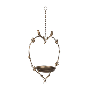 Comedero para pájaros colgante de hierro con forma de flor, con gancho de cadena dorada para decoración de jardín, hecho a mano, estilo vintage. - Product Image 2