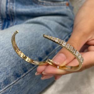 High End Baguette VVS Moissanite Diamond <b>Solid</b> <b>Silver</b> Plated <b>Bracelet</b> Fine Fashion Luxury <b>Bracelet</b> For Women At Low Price - Product Image 5