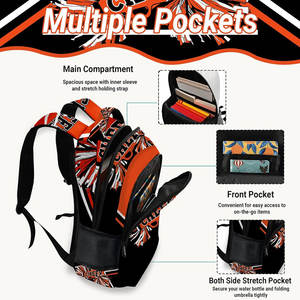 Sac à dos de cheerleading personnalisable en nylon imperméable pour étudiants, voyage, capacité 30-40L, sac de sport décontracté pour équipes de cheerleading et de basketball - Product Image 4