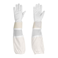 Gants d'apiculture en cuir blanc, longueur coude, avec manchette en maille pour la récolte du miel, la manipulation des ruches et les travaux d'apiculture