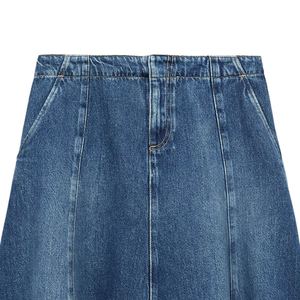 กระโปรงยีนส์ลำลองผู้หญิงสไตล์ Y2K ทรงเอเข้ารูป เอวสูง กระดุมผ่าหน้า มีกระเป๋า พร้อมส่ง - Product Image 4