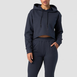 Sudadera con capucha corta ligera personalizada para mujer al por mayor, estilo oversize, informal, tipo jersey, para mujer - Product Image 6