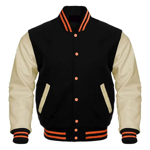 Blouson universitaire unisexe en vinyle imprimé, broderie OEM, col montant, à capuche, patchwork, pour l'hiver, vente en gros - Product Image 1