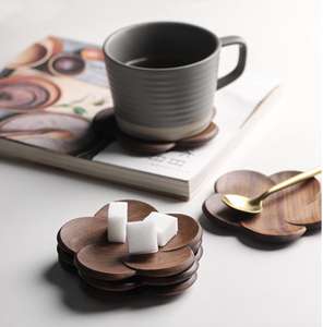 Ensemble de sous-verres en bois en forme de fleur, décoratifs, écologiques, pour boissons chaudes et froides, pour la maison, le bureau, le café - Product Image 5