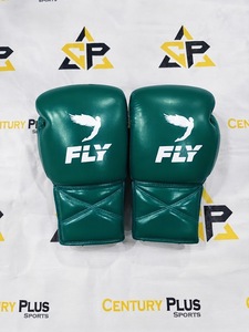 Gants de boxe en cuir vert FLY, à lacets, pour adultes, avec protection respirante des poignets - Product Image 2