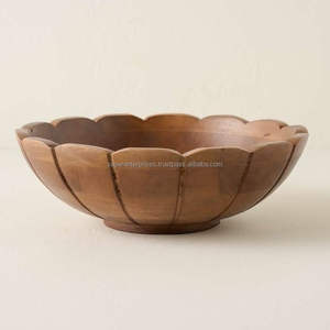 Elegante tazón de madera hecho a mano para mesa de comedor, para servir ensaladas y frutas, artesanía sostenible. - Product Image 1