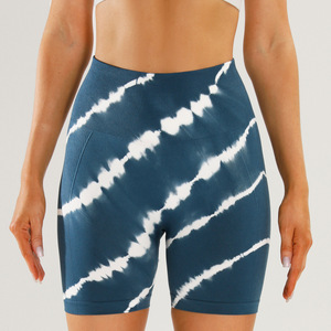 High Waist Tie Dye Knitted <b>Shorts</b> <b>Women</b> Sporty Breathable Spandex Polyester Fitness Wear <b>Short</b> <b>Leggings</b> - Product Image 1
