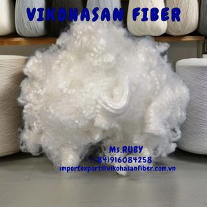 เส้นใยโพลีเอสเตอร์ VIKOHASAN 7D-HS สีขาว รีไซเคิลได้ แบบกลวงเคลือบซิลิโคน ป้องกันไฟฟ้าสถิตย์ ทนไฟ 100% สำหรับเติมคอนกรีต - Product Image 2