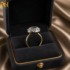 Bague solitaire vintage avec diamant de laboratoire taille coussin |   Bague de fiançailles classique en or massif 9K 14K 18K, bijoux fins, vente en gros - Product Image 4