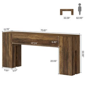 Sturdy Wooden Console <b>Table</b> for Foyer Main <b>Sofa</b> Corridor <b>Side</b> Use - Product Image 5